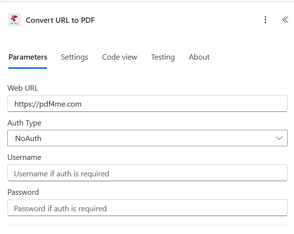 Clicca per ingrandire Converti URL in PDF Power Automate